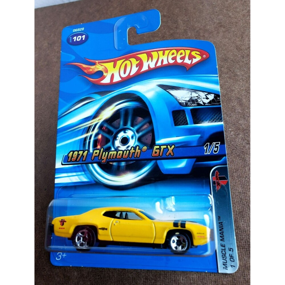 2005 Hot Wheels 1971 PLYMOUTH GTX Yellow #101 Muscle Mania Series #1/5 1:64 5 SP